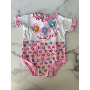 Hush puppies Baby girl 80s 90s retro vintage 3-6 month floral ruffle